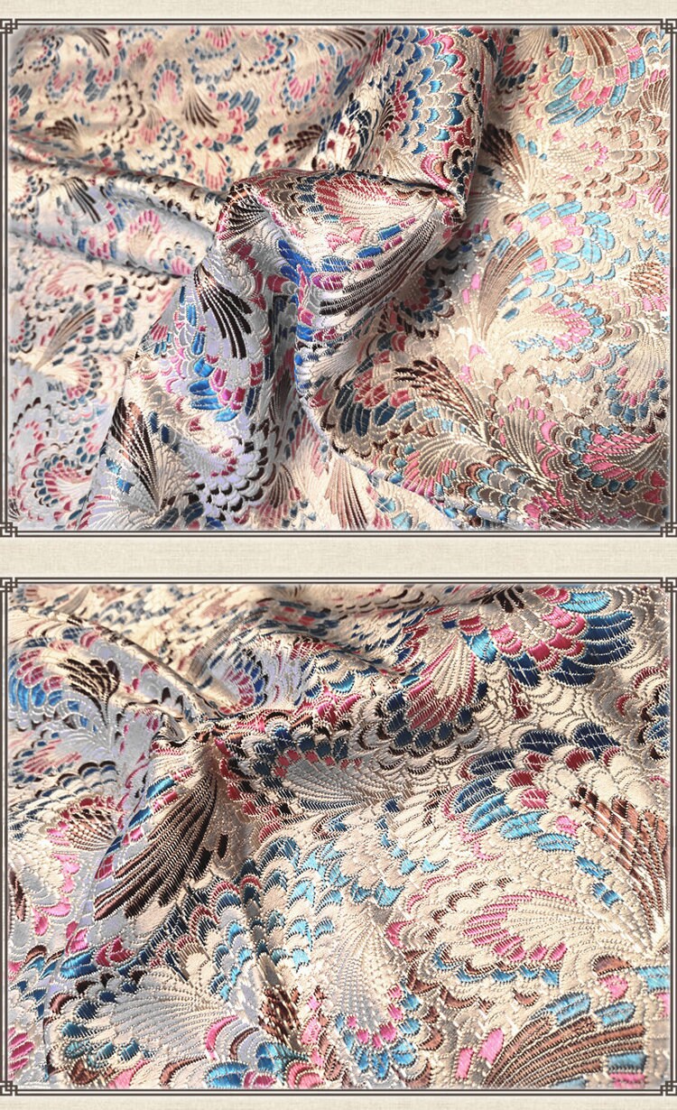 Celosia Silk Brocade Fabric: Cheongsam Qipao Upholstery, 29.5"W