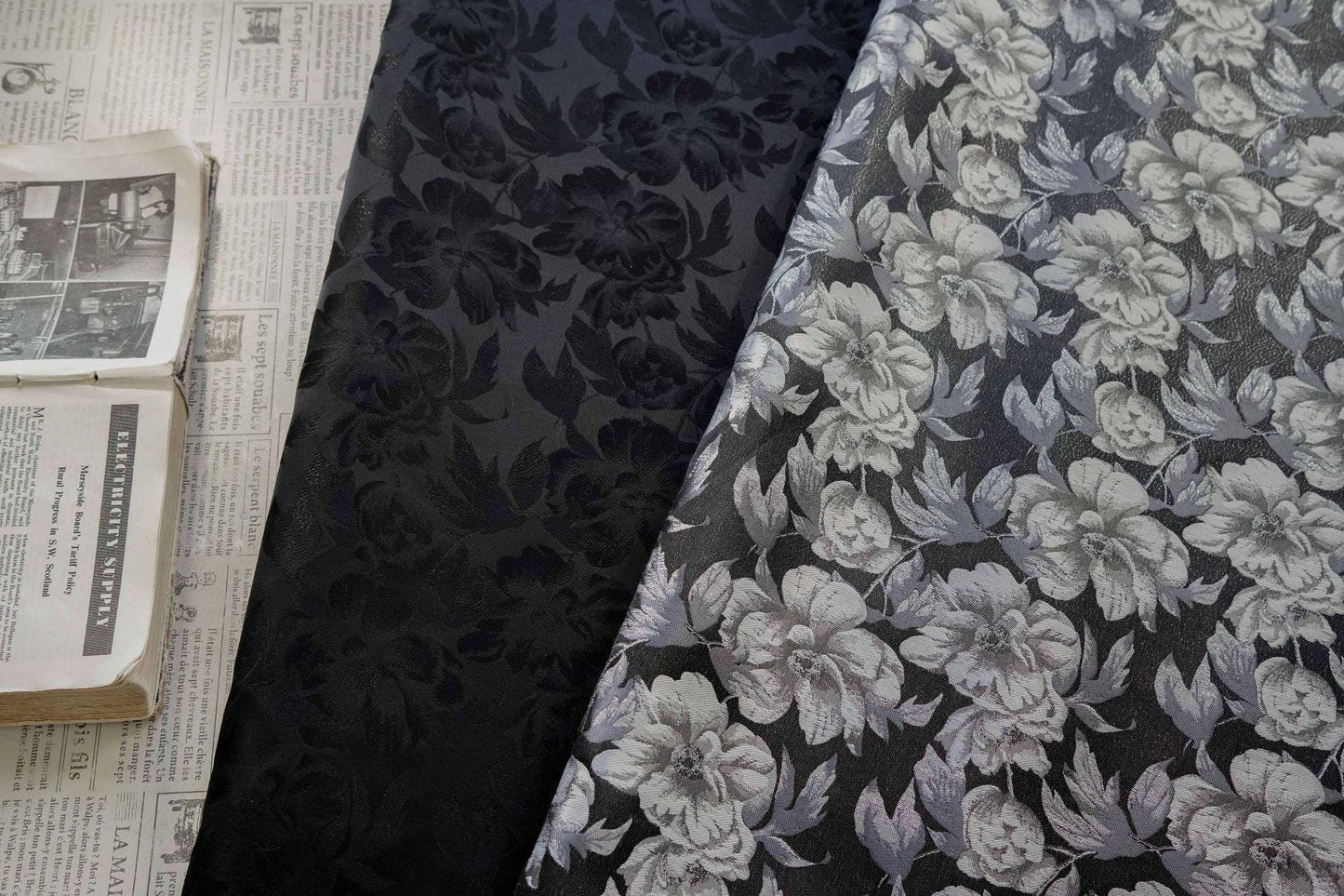 Gold & Silver Floral Jacquard Fabric - 65" Wide