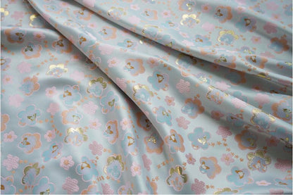 Gold Thread Floral Jacquard Fabric: 3D Flower Upholstery, 59" Wide