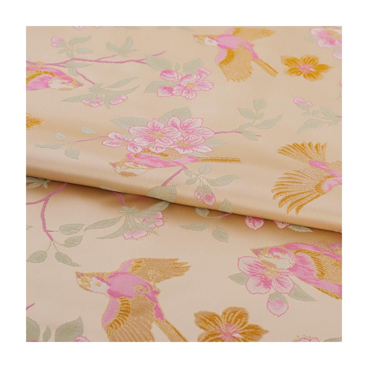 Bird and Flower Silk Brocade Fabric: 59"W Rayon Blend