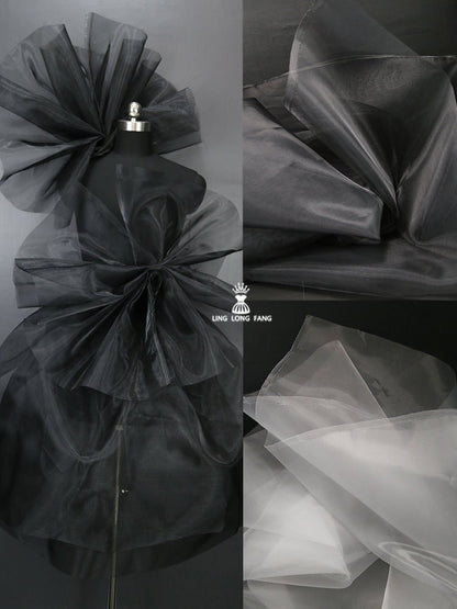 Tissu organza rigide noir et blanc - 137 cm de large - Matériel de création DIY