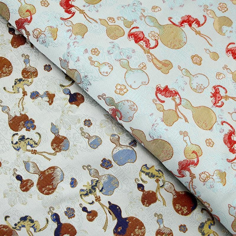 Gourd Brocade Fabric: Red Fortune Design, Cheongsam, Costume, Decor - 59"W