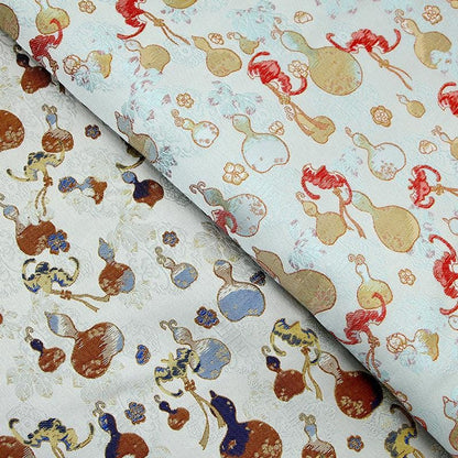 Gourd Brocade Fabric: Red Fortune Design, Cheongsam, Costume, Decor - 59"W