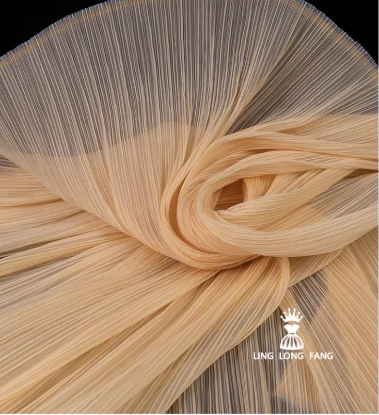 Matte Pleated Organza Fabric: 55" Wide Textured Polyester