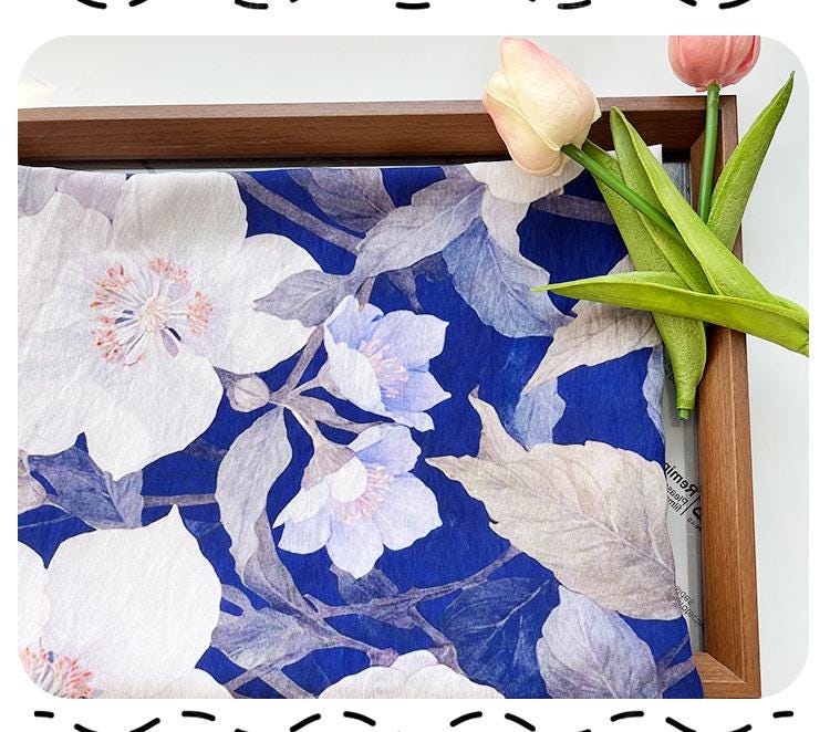 Magnolia Flower Tencel Ramie Fabric: Sewing, Decor, Costume - By The Meter