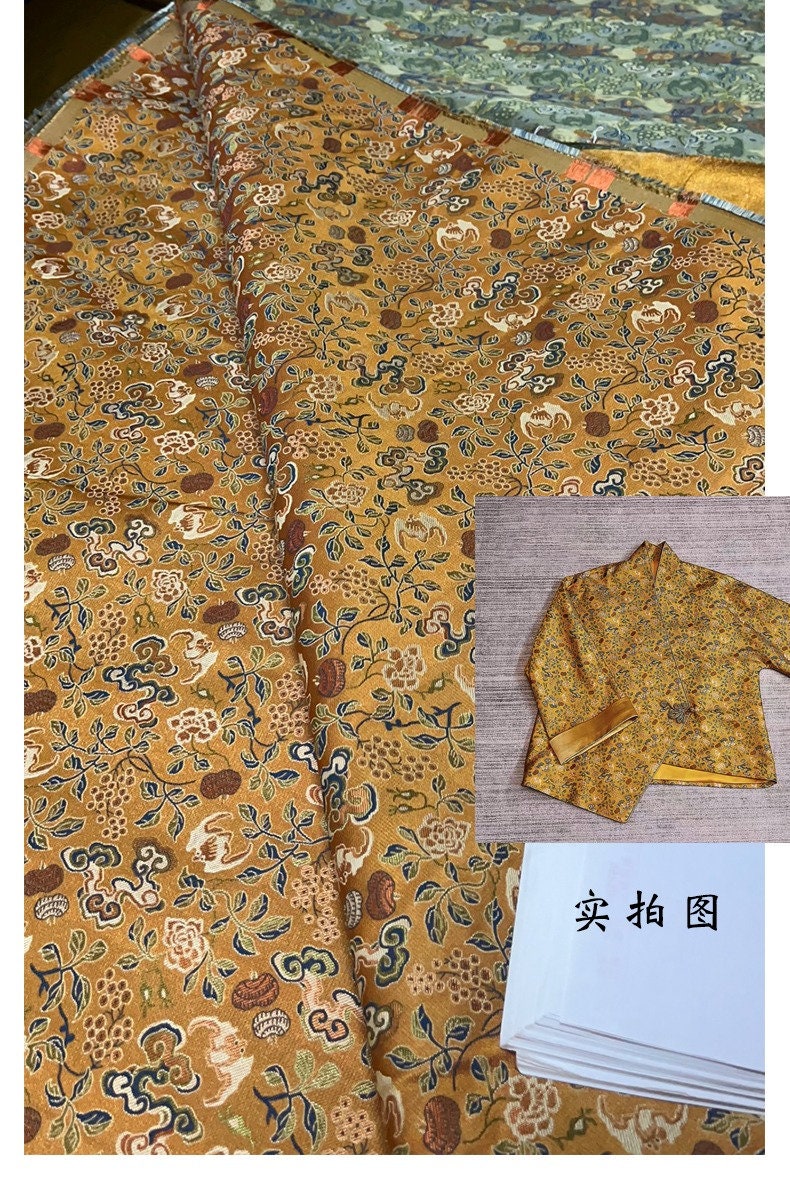 Silk Brocade Fabric: 57"W Floral Upholstery & Sewing