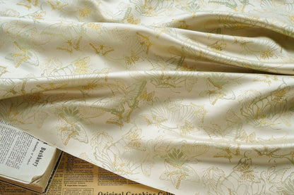 Gold Butterfly Jacquard Fabric: 59"W Costume Dress Material