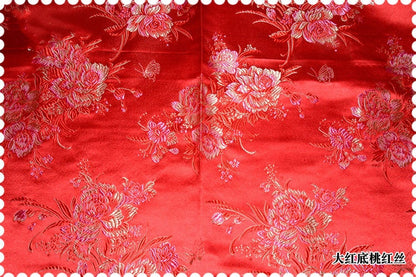 Tissu brocart de soie pivoine : Jacquard damas mûrier (29,5 po L)