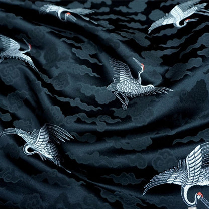 Crane Brocade Fabric: Colorful Silk Rayon Blend, Cheongsam Qipao Material