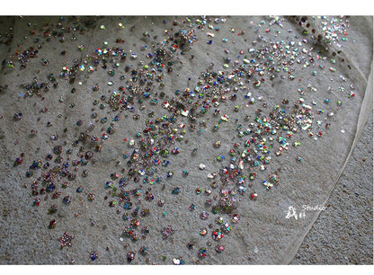Galaxy Organza Fabric: Bling Sequins, Rhinestones - 63"W