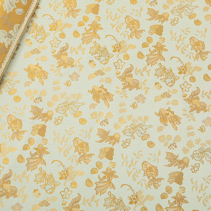 Goldfish Brocade Fabric: 59"W Rayon Blend for Cheongsam, Decor & Sewing