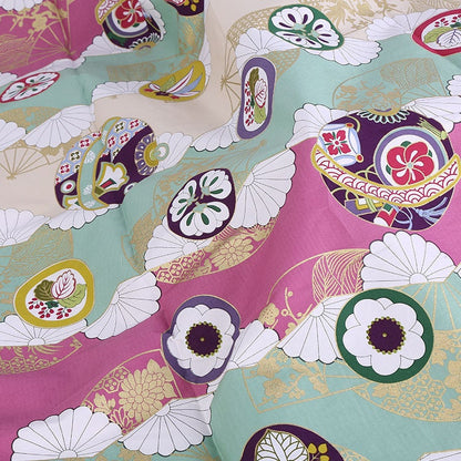 Japanese Fan Print Fabric: 100% Cotton Sewing Material
