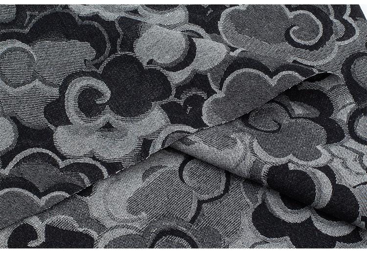 Jacquard Denim Fabric: 3D Cloud Pattern, Thick Cotton - 59"