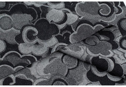 Jacquard Denim Fabric: 3D Cloud Pattern, Thick Cotton - 59"