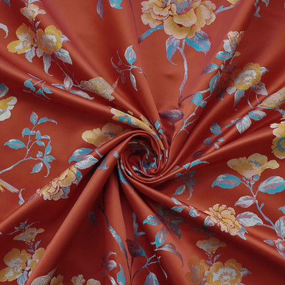 Tissu jacquard à motif floral : polyester à fil doré, largeur 160 cm (63 po) - Vendu au mètre