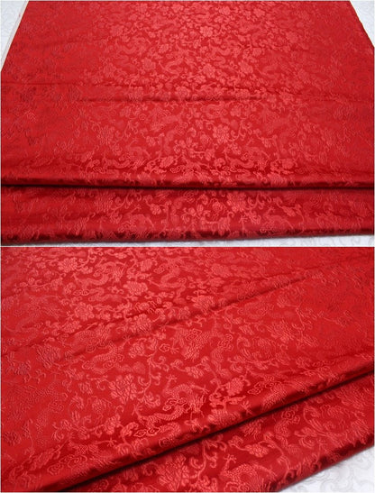 Dragon Flower Brocade Fabric: Multi-Color Silk Rayon Blend, 29.5" Wide