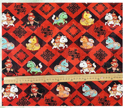 Diamond Jacquard Rayon Fabric ��� Horse Mot" Wide