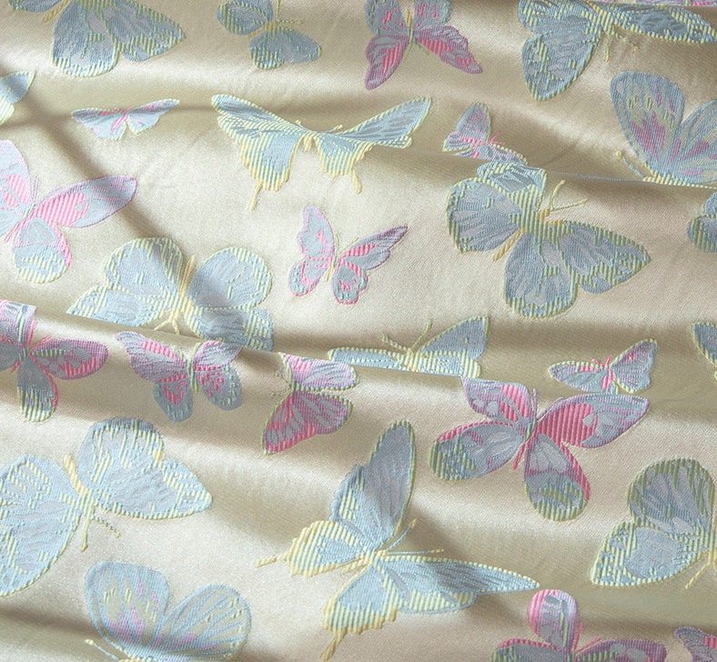 Butterfly Jacquard Fabric: 3D Rayon Upholstery, Costume, Sewing (59"W)