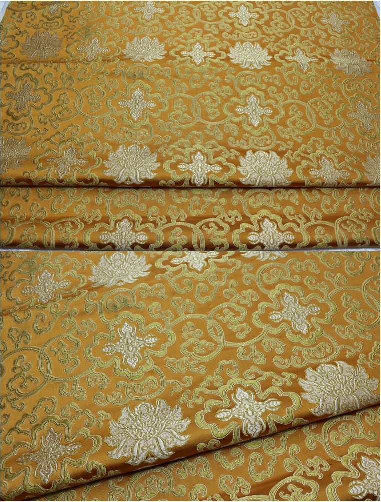 Chinese Medallion Brocade Fabric: Purple, Royal, Turquoise - 29.5" Wide