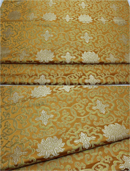 Chinese Medallion Brocade Fabric: Purple, Royal, Turquoise - 29.5" Wide