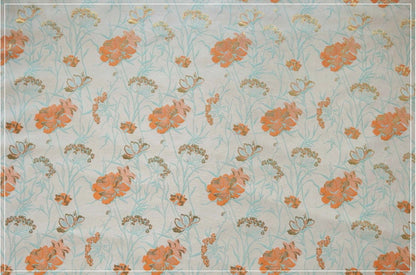 Tissu jacquard floral à fil doré : texture 3D, largeur 140 cm