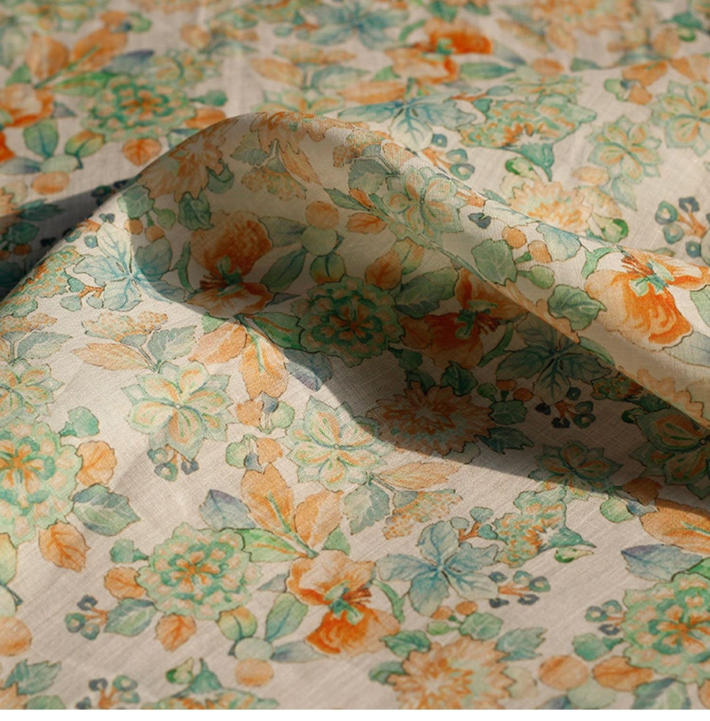 Floral Ramie Fabric: Soft Clothing & Home Textile, 55"W