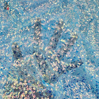 Sequin Embroidery Mesh Fabric, Full-Width Curved Beadwork, Costume Design by Yard