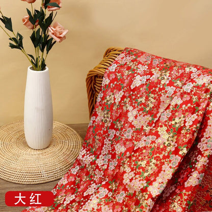 Floral Jacquard Brocade Fabric: Gold Thread Woven Damask, 59" Wide