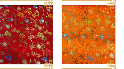 Tissu brocart de soie à motif floral : satin de rayonne Golden Bud (45 po L)
