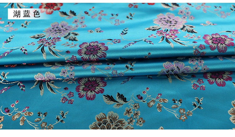 Tissu brocart jacquard à motifs floraux : Rayonne turquoise (matériau de couture)