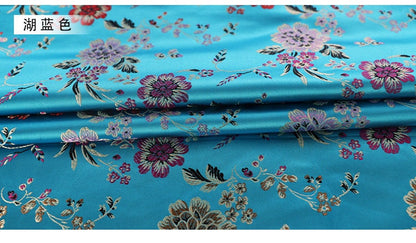 Tissu brocart jacquard à motifs floraux : Rayonne turquoise (matériau de couture)