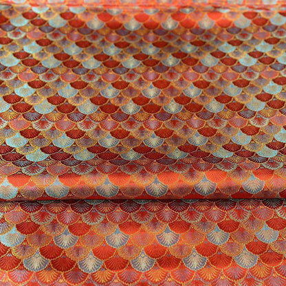 Japanese Shell Kinran Brocade Fabric: Elegant Silk Jacquard (59" W)