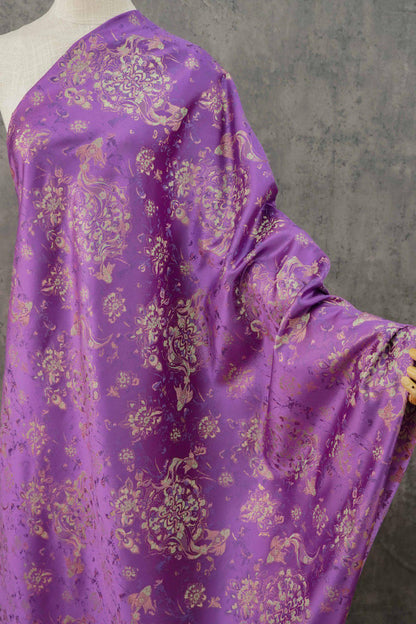 Purple Fish Jacquard Satin Brocade Fabric: Cheongsam Sewing, Home Decor