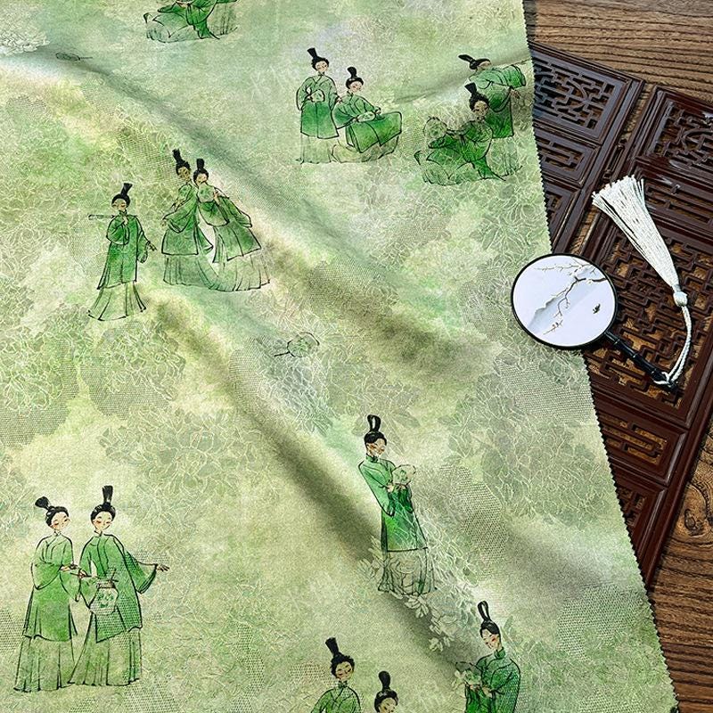 Luxury Xiangyun green tea silk Fabric ��� Rayon Jacquard Wea" Wide