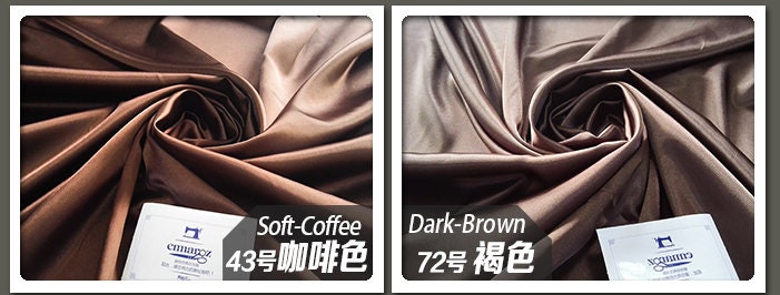 Tissu satin de soie : 53 couleurs, 150 cm de large, tissu de luxe pour robes