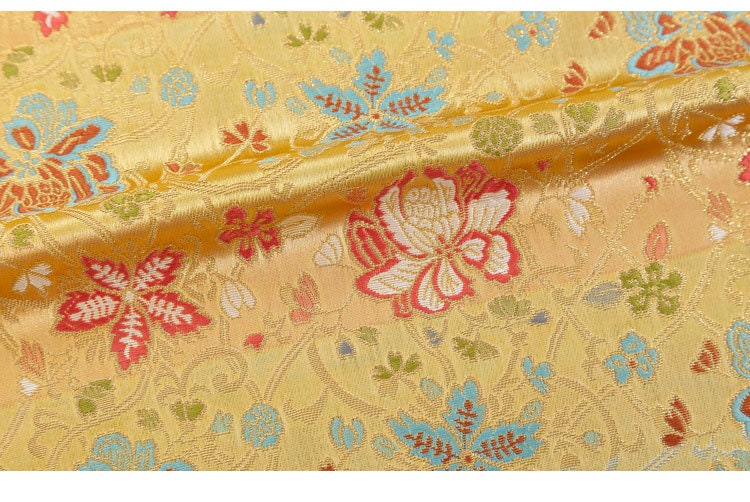 Lotus Silk Brocade Fabric: Traditional Cheongsam Sewing, 27.5"W