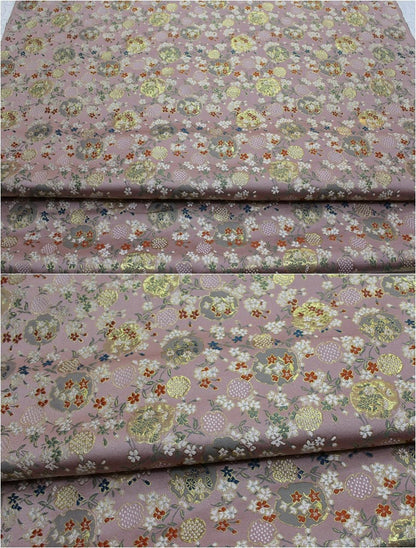 Japanese Dianthus Silk Brocade Fabric: Kimono Bowknot Sewing Material