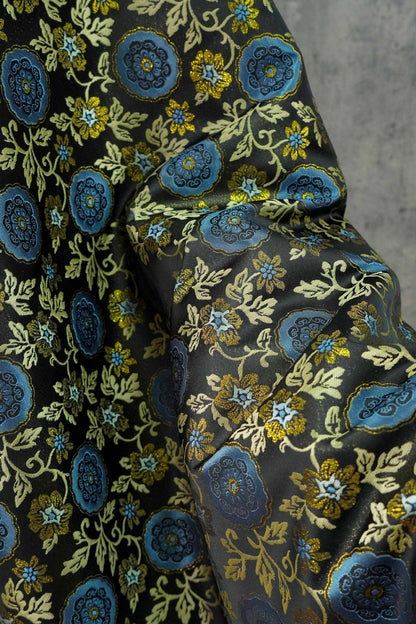 Botanical Song Jin Brocade Textile - Woven Creeping Vine and Small Flowers Design, 59"Wide