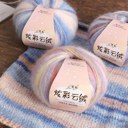Rainbow Gradient Kid Mohair Yarn: Hand-Dyed Lace Knitting Wool