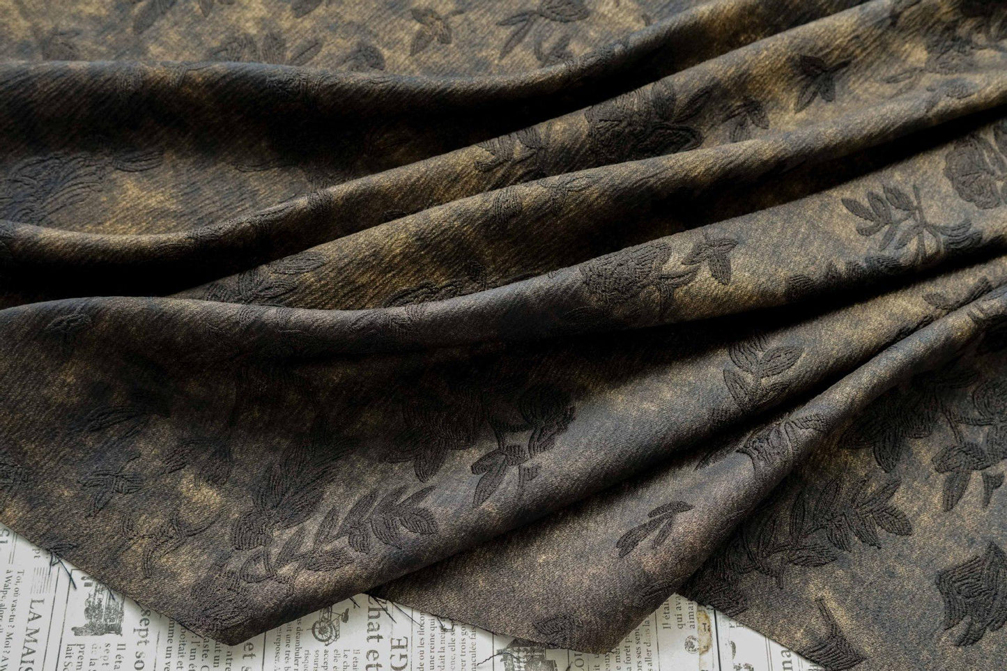 Embossed Floral Jacquard Brocade Fabric | Vintage Damask, 63"W