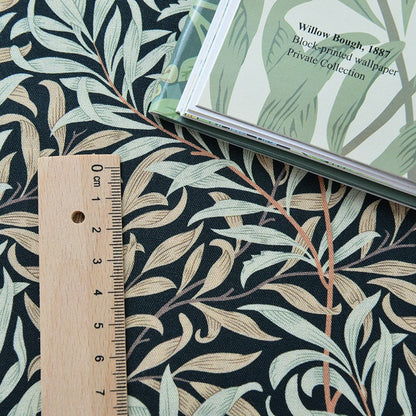 Tissu en coton style William Morris : imprimé branches de saule, pour la couture et l’ameublement