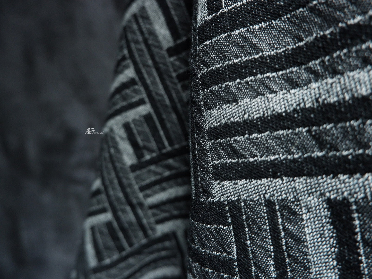 Jacquard Woven Cotton Fabric: 3D Denim Look, Bamboo Pattern, 63" Wide