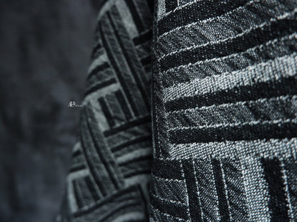Jacquard Woven Cotton Fabric: 3D Denim Look, Bamboo Pattern, 63" Wide
