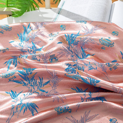 Tissu d'ameublement style tibétain en mélange de rayonne et bambou rose : 75 cm de large