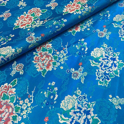 Ethnic Style Silk Brocade Fabric: Cheongsam Jacquard, Purple Floral (By 1 Meter)