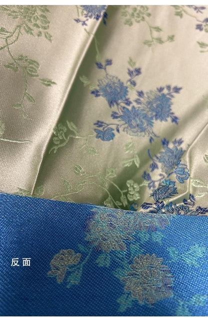 Tissu brocart floral vert clair : Tissu pour cosplay Cheongsam Qipao