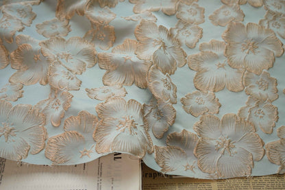 Flower Jacquard Fabric: 3D Texture Polyester, 55" Wide