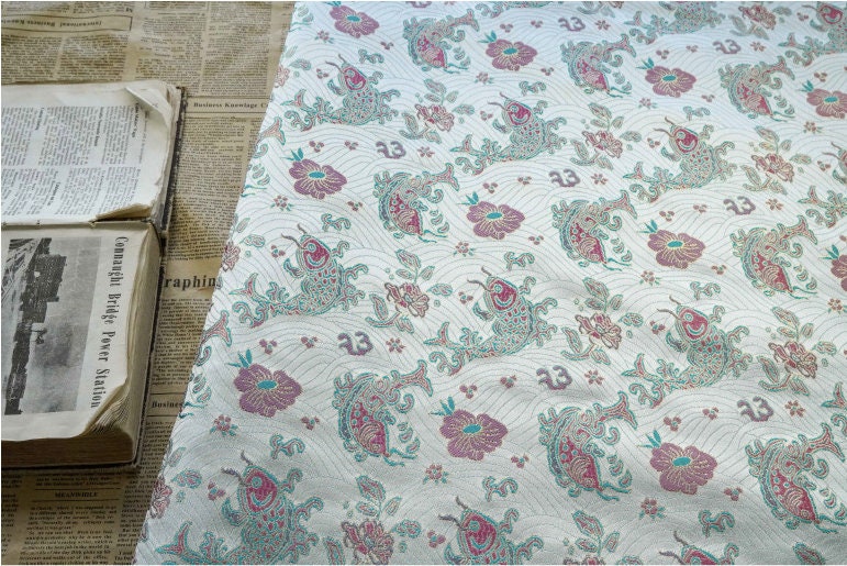 Lucky Fish Jacquard Brocade Fabric: 59" Wide Rayon Damask