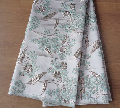 Gold Thread Jacquard Fabric: 3D Vintage Floral Upholstery, 55"W