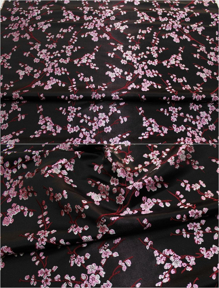 Tissu brocart de soie à fleurs de prunier : tissu pour cheongsam qipao multicolore